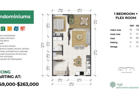 1 Bedroom + Flex Floorplan with Pricing