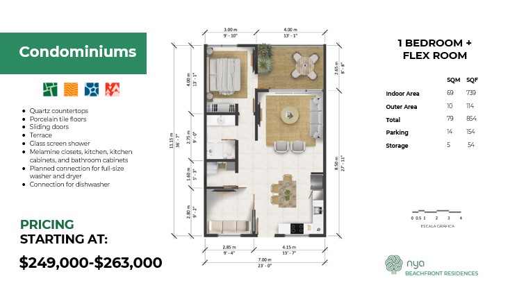 1 Bedroom + Flex Floorplan with Pricing