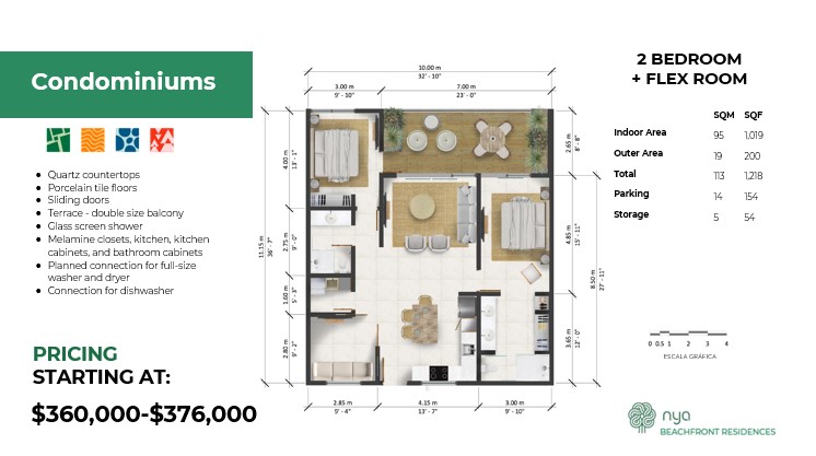 2 Bedroom + Flex Floorplan with Pricing