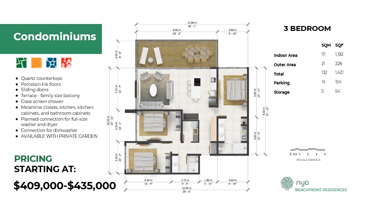 3 Bedroom floorplan with pricing