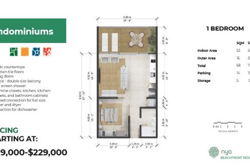 One Bedroom Floorplan with Pricing